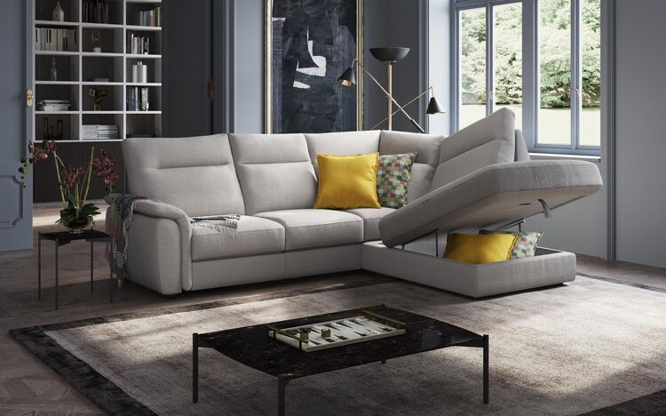 Ginestreto 1 Corner 3 Sofa with Sliding Footrest & Left Hand Facing Storage Lounger | Ginestreto Sofa Range | ScS