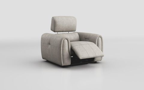 3 Brown Fabric Serra Power Recliner Chair with Power Head Tilt