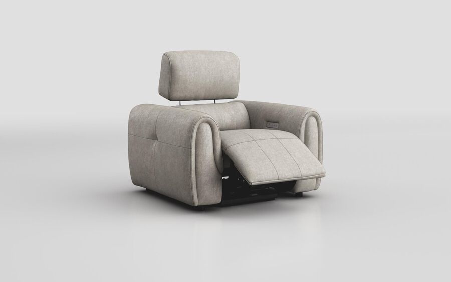 3 Brown Fabric Serra Power Recliner Chair with Power Head Tilt