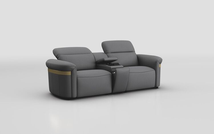 Voltana 3 Seater Sofa with Console, Manual Head Tilt & Gold Trim | Voltana Sofa Range | ScS