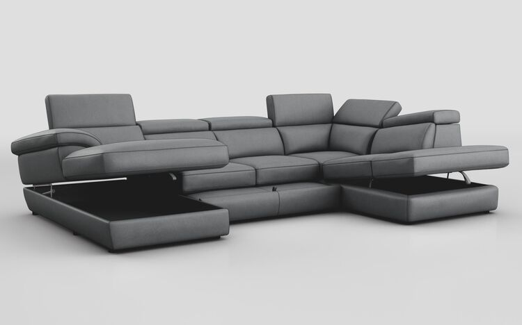Bagnara Corner Sofa with LHF Storage Lounger, RHF Chaise, Sliding Footrest & Manual Head Tilt | Bagnara Sofa Range | ScS
