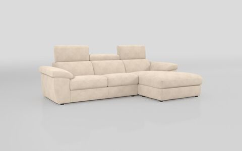 1 Brown Fabric Norbello 3 Seater Sliding Sofa with Right Hand Facing Lounger