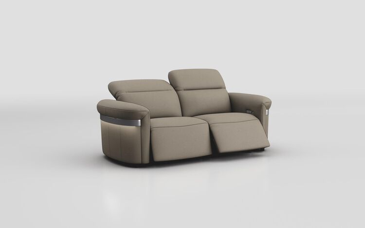 Voltana 3 Seater Power Recliner Sofa with Manual Head Tilt, LED Lights & Silver Trim | Voltana Sofa Range | ScS