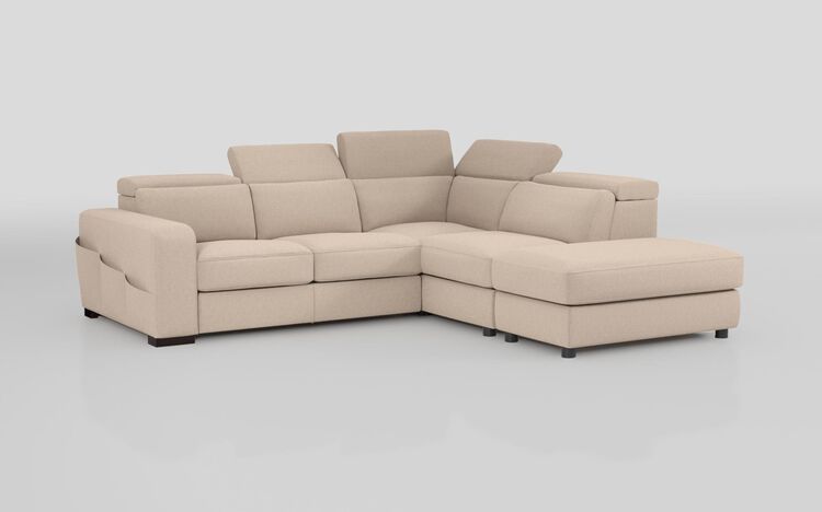Melizzano 2 Corner 2 Sofa with Sliding Footrest, Right Hand Facing Chaise with Pockets & Ottoman | Melizzano Sofa Range | ScS