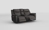 Savio 2 Seater Power Recliner Sofa with Media Console & Silver Charging Pad