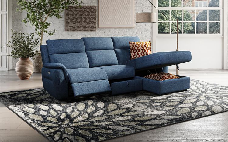 Sogliano 3 Seater Power Recliner Sofa With Drawer & Right Hand Facing Storage Chaise | Sogliano Sofa Range | ScS