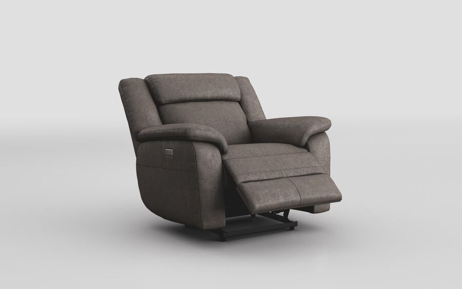 3 Brown Fabric Sarsina Power Recliner Chair with Power Head Tilt