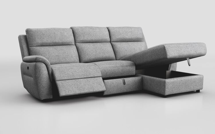 Sogliano 3 Seater Manual Recliner Sofa With Drawer & Right Hand Facing Storage Chaise | Sogliano Sofa Range | ScS