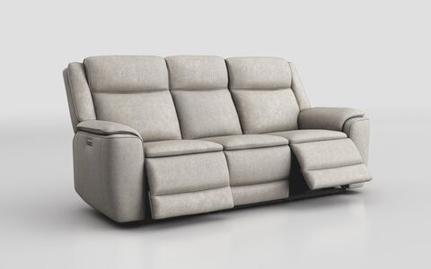 4 Beige Fabric Berlini 3 Seater Power Recliner Sofa