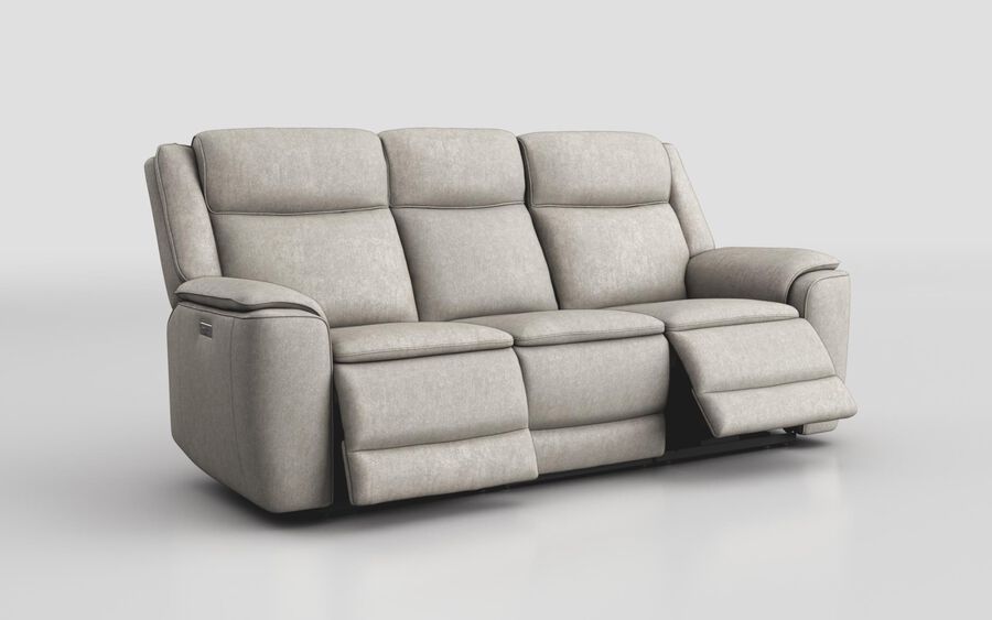 4 Beige Fabric Berlini 3 Seater Power Recliner Sofa