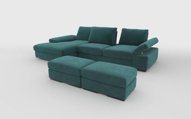 Savazza 4 Seater Sofa with Left Hand Facing Lounger & Two Ottoman Footstools | Savazza Sofa Range | ScS
