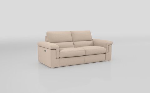 1 Brown Fabric Crociale 3 Seater Power Recliner Sofa