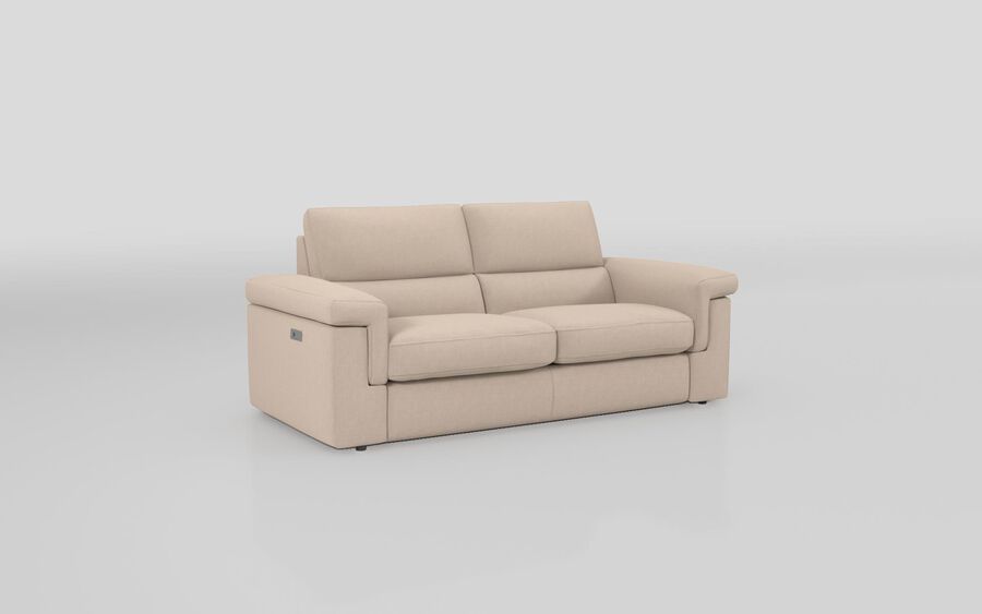1 Brown Fabric Crociale 3 Seater Power Recliner Sofa