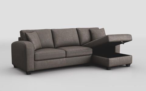 Cream Fabric Sestola 3 Seater Sofa with Right Hand Facing Storage Lounger