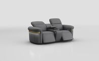 Voltana 2 Seater Power Recliner Sofa with Console, Manual Head Tilt, LED Lights & Gold Trim | Voltana Sofa Range | ScS