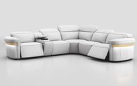 Voltana 2 Corner 2 Power Recliner with Left Facing Console, Manual Head Tilt, LEDs & Gold Trim | Voltana Sofa Range | ScS