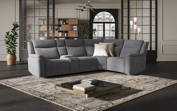 Savio 3 Corner 1 Sofa with Media Console & Black Charging Pad | Savio Sofa Range | ScS