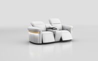 Voltana 2 Seater Power Recliner Sofa with Console, Manual Head Tilt, LED Lights & Gold Trim | Voltana Sofa Range | ScS