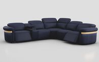 Voltana 2 Corner 2 Power Recliner with Left Facing Console, Manual Head Tilt, LEDs & Gold Trim | Voltana Sofa Range | ScS