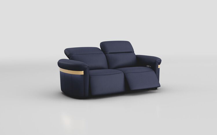 Voltana 3 Seater Power Recliner Sofa with Manual Head Tilt, LED Lights & Gold Trim | Voltana Sofa Range | ScS