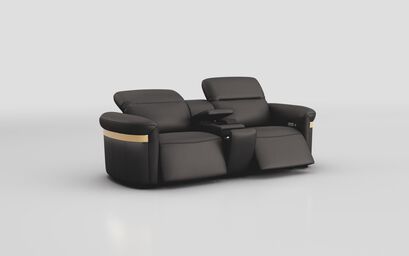 Voltana 3 Seater Power Recliner Sofa with Console, Manual Head Tilt, LED Lights & Gold Trim | Voltana Sofa Range | ScS