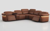 Voltana 2 Corner 2 Power Recliner with Left Facing Console, Manual Head Tilt, LEDs & Gold Trim | Voltana Sofa Range | ScS