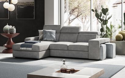 Melizzano 2 Corner 2 with Sliding Footrest & Left Hand Facing Chaise with Pockets | Melizzano Sofa Range | ScS