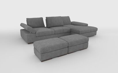Savazza 4 Seater Sofa with Adjustable Back Rest Right Hand Facing Lounger & Two Ottoman Footstools | Savazza Sofa Range | ScS
