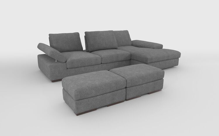 Savazza 4 Seater Sofa with Adjustable Back Rest Right Hand Facing Lounger & Two Ottoman Footstools | Savazza Sofa Range | ScS