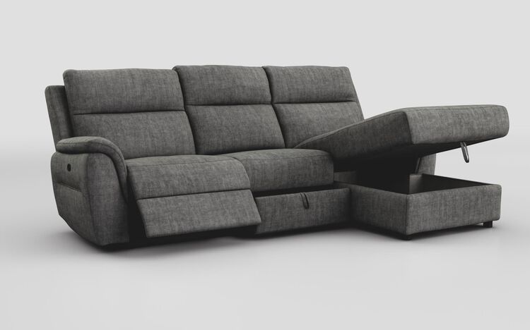 Sogliano 3 Seater Manual Recliner Sofa With Drawer & Right Hand Facing Storage Chaise | Sogliano Sofa Range | ScS