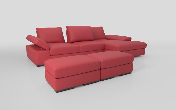 Savazza 4 Seater Sofa with Adjustable Back Rest Right Hand Facing Lounger & Two Ottoman Footstools | Savazza Sofa Range | ScS