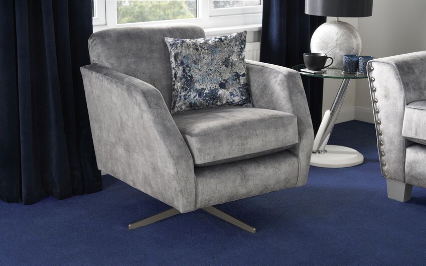 Esme Fabric Plain Swivel Chair