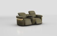 Voltana 2 Seater Power Recliner Sofa with Console, Manual Head Tilt, LED Lights & Gold Trim | Voltana Sofa Range | ScS
