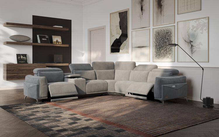 Gattolino 2 Corner 2 Power Recliner Sofa with Manual Headrests & Console | Gattolino Sofa Range | ScS