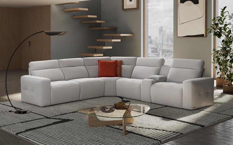 Geminiano 2 Corner 2 Power Recliner Sofa with Right Hand Facing Console | Geminiano Sofa Range | ScS