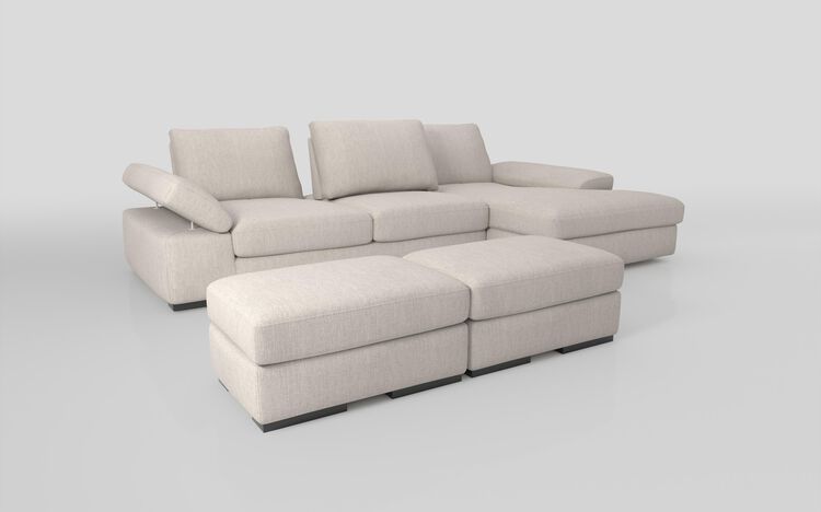 Savazza 4 Seater Sofa with Adjustable Back Rest Right Hand Facing Lounger & Two Ottoman Footstools | Savazza Sofa Range | ScS