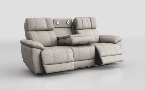 4 Cream Fabric Sassuolo 3 Seater Power Recliner Tech Sofa