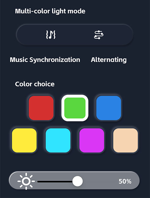 Light mode control screen